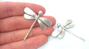 5 Dragonfly Pendant Antique Silver Plated Brass (42x40mm)  G10790