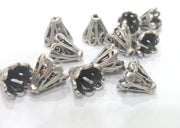 4 Pcs  Antique Silver Plated Brass Cones , Findings  G2131