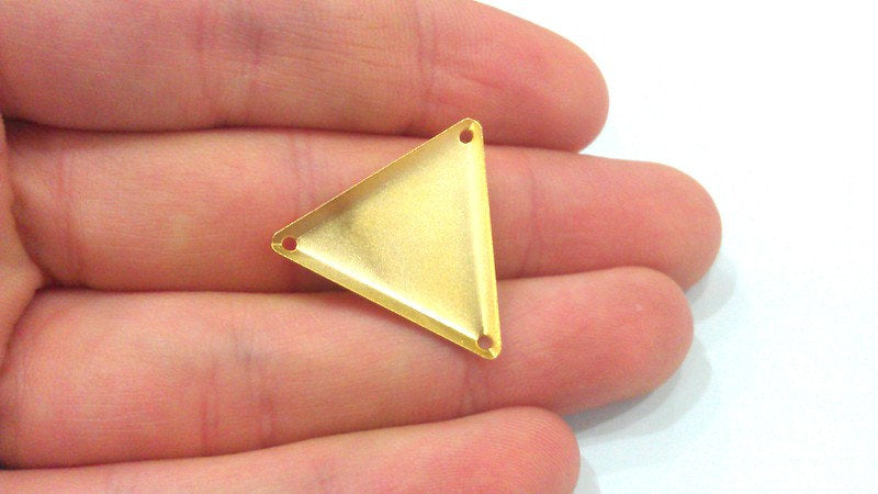 5 Triangle Connector Charms with Three Holes, Gold Plated Brass   (22 mm)  G2135