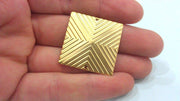 2 Gold Connector Square Connector with Double Holes , Gold Plated Brass 2 Pcs (30 mm) G2136