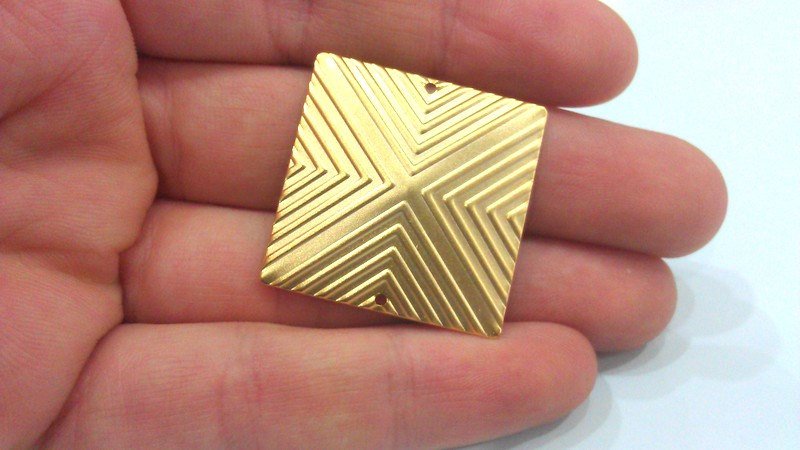 2 Gold Connector Square Connector with Double Holes , Gold Plated Brass 2 Pcs (30 mm) G2136