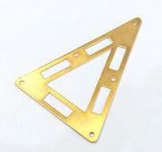 2 Gold Triangle Connector with Five Holes  , Gold Plated Brass 2 Pcs (50x34 mm)  G2138