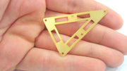 2 Gold Triangle Connector with Five Holes  , Gold Plated Brass 2 Pcs (50x34 mm)  G2138
