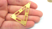 2 Gold Triangle Connector with Five Holes  , Gold Plated Brass 2 Pcs (50x34 mm)  G2138