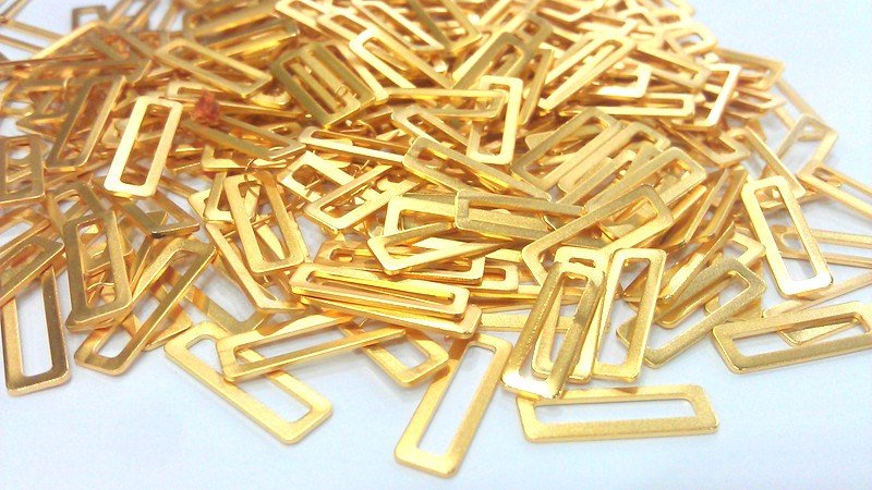 10 Rectangular Charms ,  Gold Plated Brass 10 Pcs (19x6 mm)  G2142