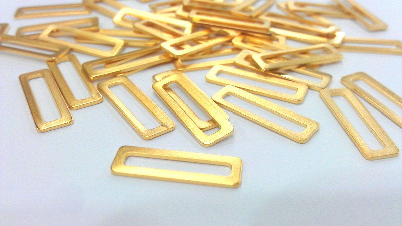 10 Rectangular Charms ,  Gold Plated Brass 10 Pcs (19x6 mm)  G2142