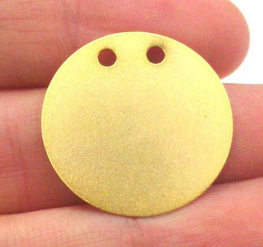 3 Pcs (25 mm) Round Charms with Double Holes , Gold Plated Brass G2143