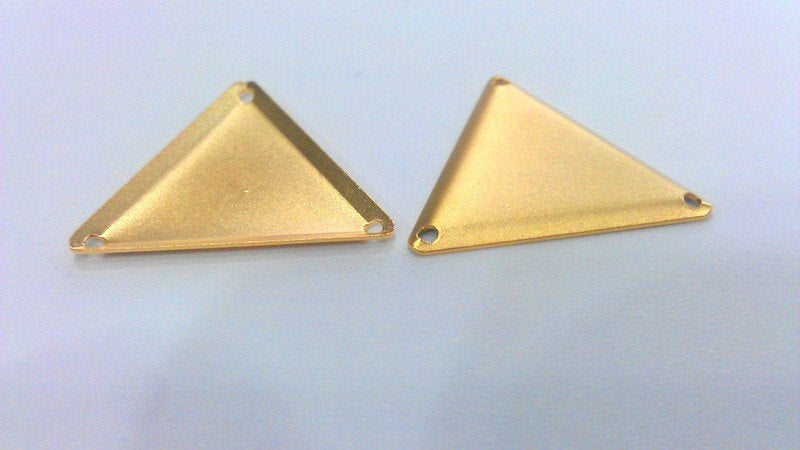 5 Triangle Connector Charms with Three Holes, Gold Plated Brass   (22 mm)  G2135