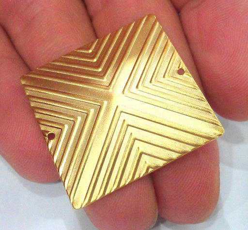 2 Gold Connector Square Connector with Double Holes , Gold Plated Brass 2 Pcs (30 mm) G2136