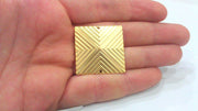 2 Gold Connector Square Connector with Double Holes , Gold Plated Brass 2 Pcs (30 mm) G2136