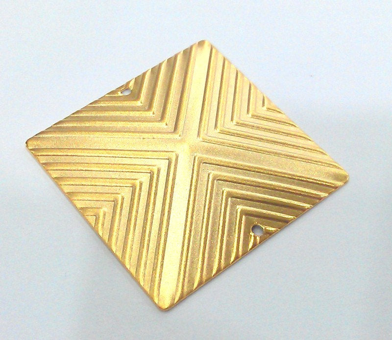 2 Gold Connector Square Connector with Double Holes , Gold Plated Brass 2 Pcs (30 mm) G2136