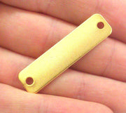 2 Gold Connector Gold Plated Brass Rectangular Connector with Double Holes 2 Pcs (40x10 mm)  G2139