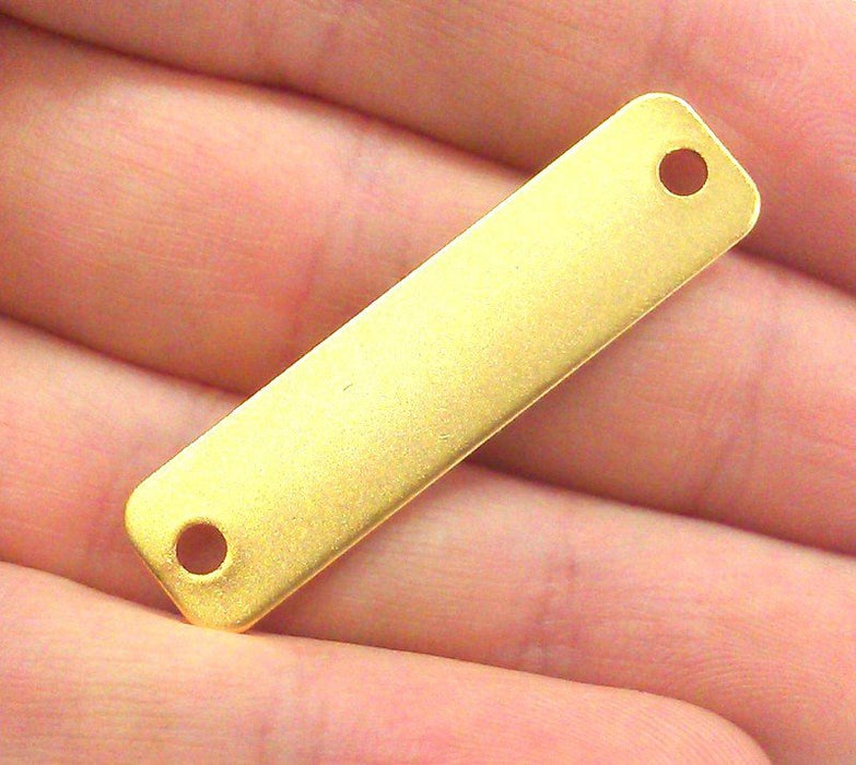 2 Gold Connector Gold Plated Brass Rectangular Connector with Double Holes 2 Pcs (40x10 mm)  G2139