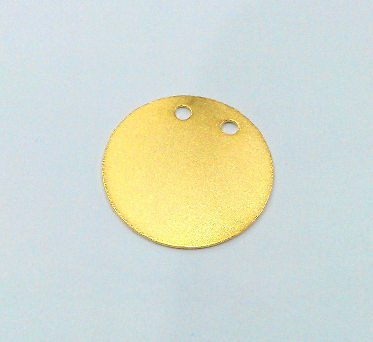 5 Pcs (20 mm) Round Charms with Double Holes ,  Gold Plated Brass G2140