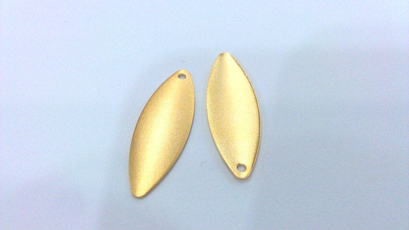 5 Gold Leaf Charms Gold Plated Brass  (27x9mm) G13724