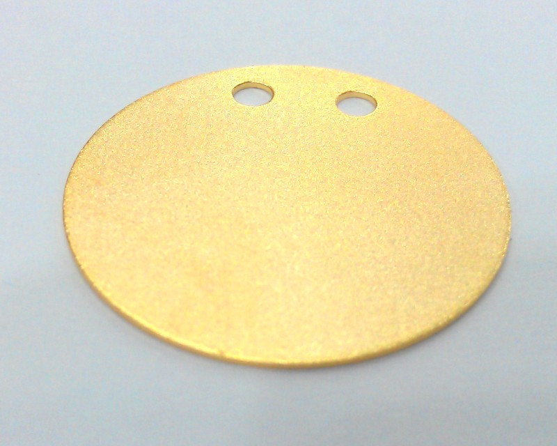 3 Pcs (25 mm) Round Charms with Double Holes , Gold Plated Brass G2143