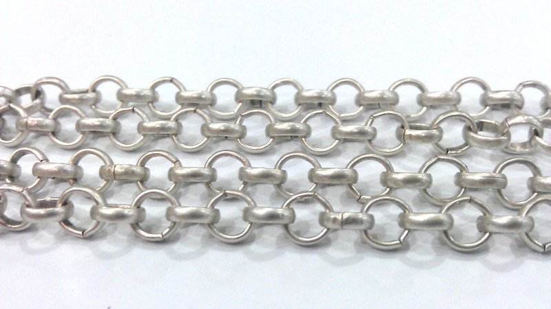Silver Rolo Chain (6 mm) Antique Silver Plated  Chain 1 Meter - 3.3 Feet   G9965