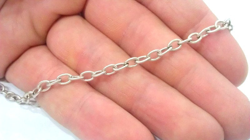 Antique Silver Plated  Chain  (5x3 mm)  1 Meter - 3.3 Feet   G16453