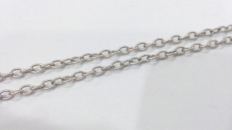 Antique Silver Plated  Chain  (5x3 mm)  1 Meter - 3.3 Feet   G16453