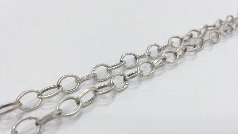 Silver Chain Antique Silver Plated  Chain 1 Meter - 3.3 Feet  (8x6 mm)  G2157