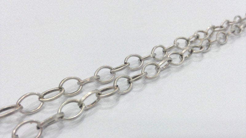 Silver Chain Antique Silver Plated  Chain 5 Meter - 16.5 Feet  (8x6 mm)  G18478