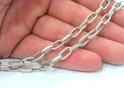 Silver Chain Antique Silver Plated Large Chain 1 Meter - 3.3 Feet  (11x6 mm) G9558