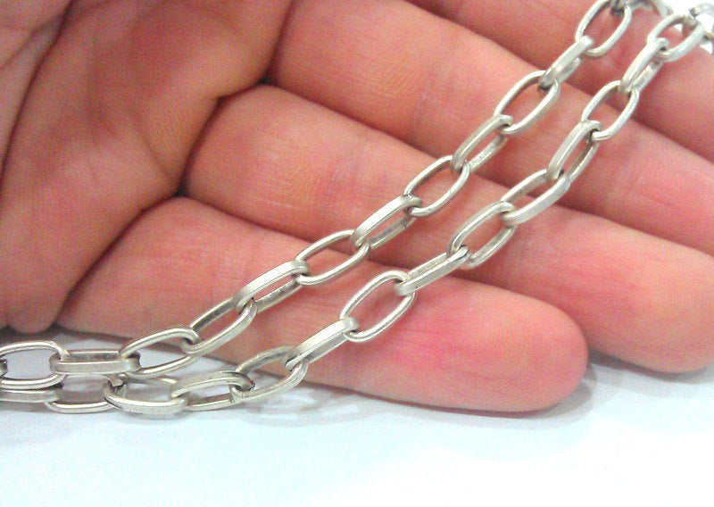 Silver Chain Antique Silver Plated Large Chain 1 Meter - 3.3 Feet  (11x6 mm) G9558