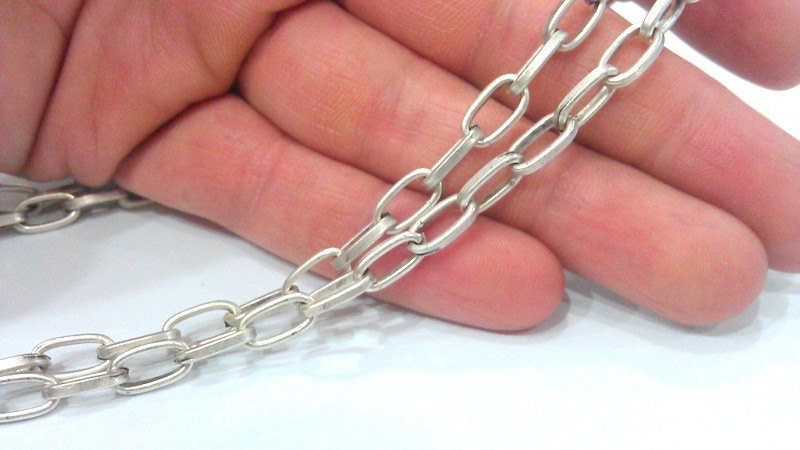Silver Chain Antique Silver Plated Large Chain 1 Meter - 3.3 Feet  (11x6 mm) G9558