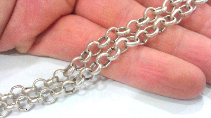 Silver Rolo Chain (6 mm) Antique Silver Plated  Chain 1 Meter - 3.3 Feet   G9965