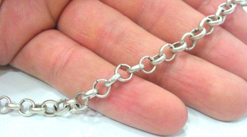 Silver Rolo Chain (6 mm) Antique Silver Plated  Chain 1 Meter - 3.3 Feet   G9965