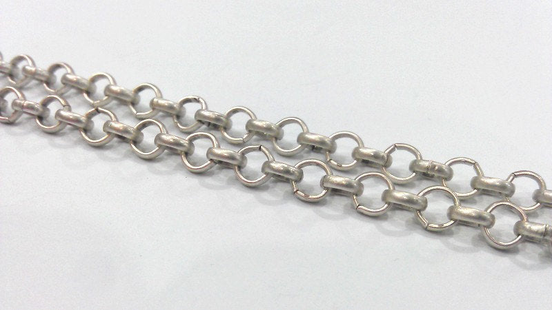 Silver Rolo Chain (6 mm) Antique Silver Plated  Chain 1 Meter - 3.3 Feet   G9965