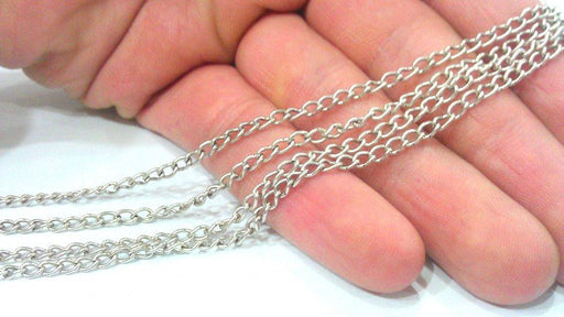 Silver Curb Chain Antique Silver Plated Chain  1 Meter - 3.3 Feet  (4x3 mm)  G16957