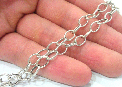 Silver Chain Antique Silver Plated  Chain 1 Meter - 3.3 Feet  (8x6 mm)  G2157