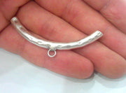 2 Pcs Antique Silver Plated Brass Tube Pendant with  one Loop Setting ,Findings G13766