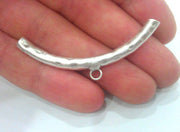2 Pcs Antique Silver Plated Brass Tube Pendant with  one Loop Setting ,Findings G13766