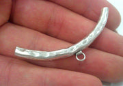 2 Pcs Antique Silver Plated Brass Tube Pendant with  one Loop Setting ,Findings G13766