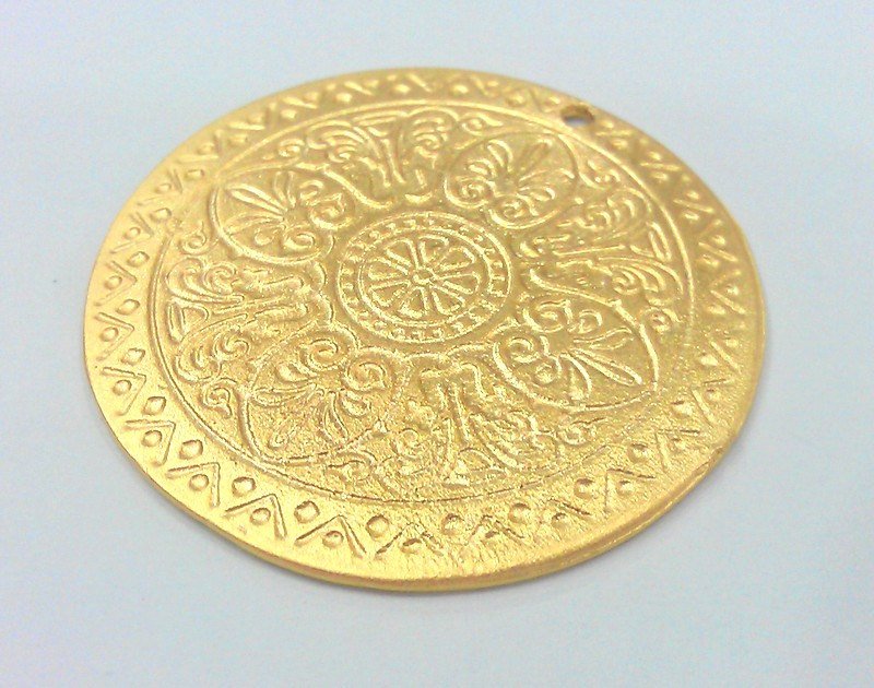 Gold Pendant Gold Plated  Metal Medallion  Pendant  46 mm G11585