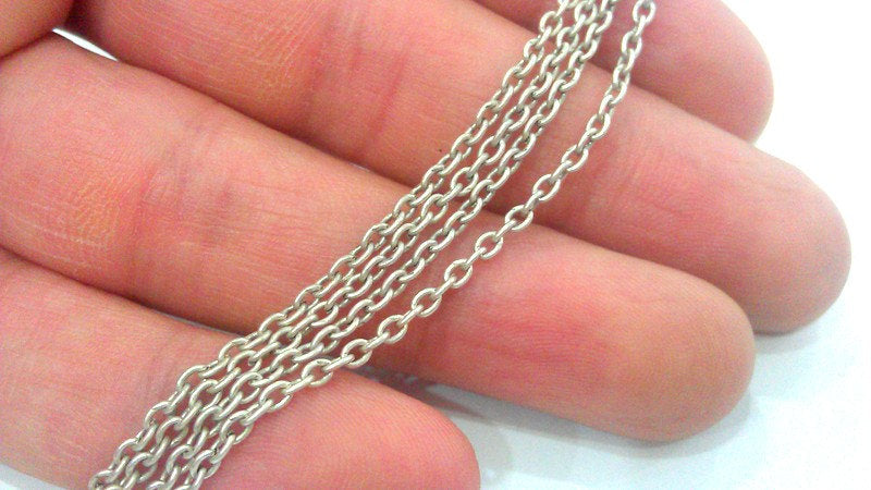 5mt Antique Silver Plated Chain 5 Meters - 16.5 Feet  (2x3 mm) G11073