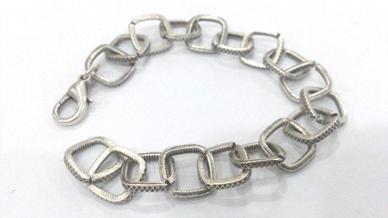 Silver Bracelet Components Antique Silver Plated Bracelet Chain, Findings,12 mm  G2197