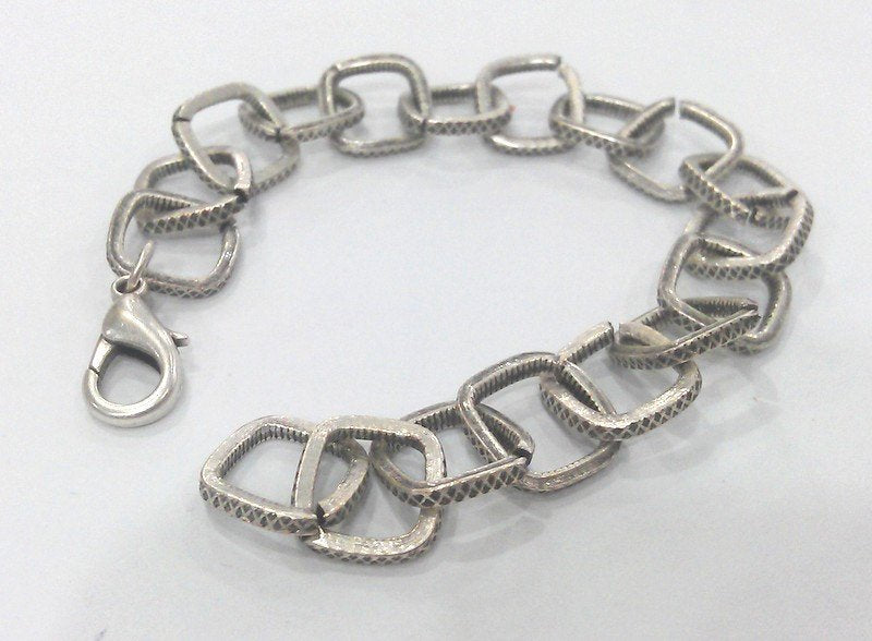 Silver Bracelet Components Antique Silver Plated Bracelet Chain, Findings,12 mm  G2197