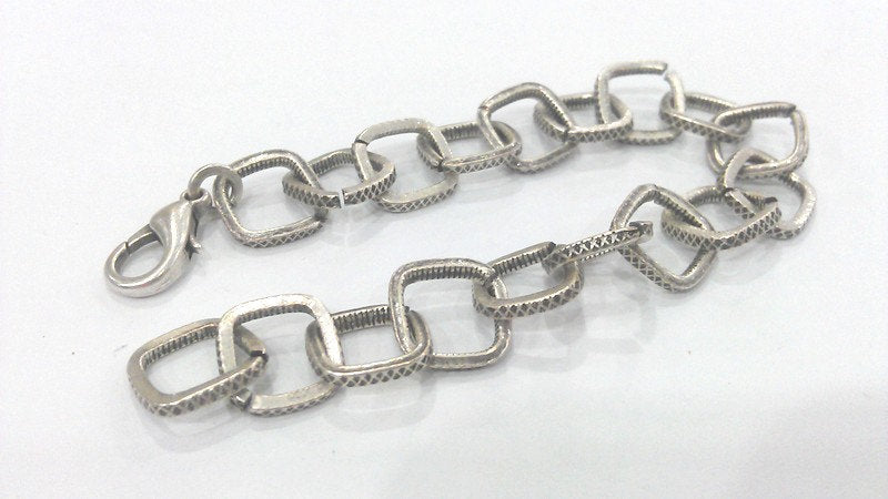 Silver Bracelet Components Antique Silver Plated Bracelet Chain, Findings,12 mm  G2197