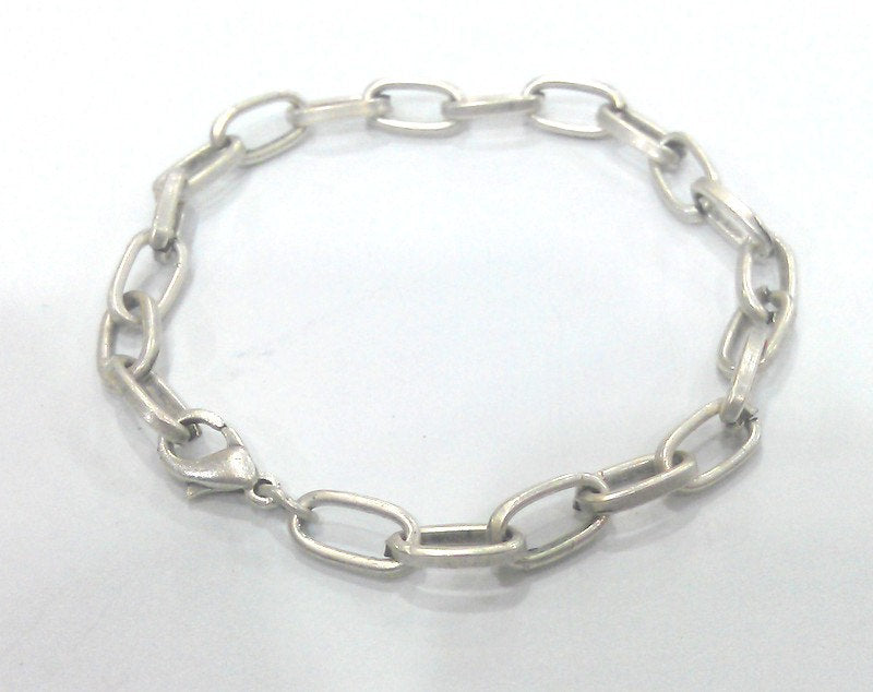 Silver Bracelet Component Silver Plated Bracelet Chain, Findings, 11x7 mm G9558
