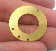 Gold Plated Findings Circle Round Pendants with Four Holes , Gold Plated Brass 4 Pcs (25 mm)  G2212