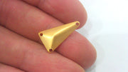 10 Triangle Connector with Three Holes , Gold Plated Brass (20x12 mm)  G2214