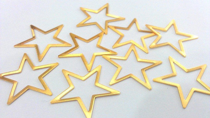 10 Pcs (22 mm)  Star Charms , Gold Plated Brass  G2216