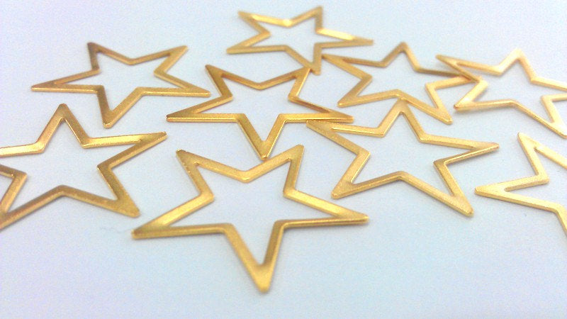 10 Pcs (22 mm)  Star Charms , Gold Plated Brass  G2216