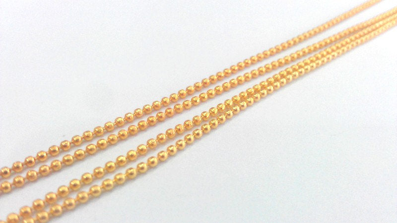 1 Meter - 3.3 Feet  Ball Chain (1,5mm), Gold Plated Brass G2168