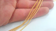 1 Meter - 3.3 Feet  Ball Chain (1,5mm), Gold Plated Brass G2168