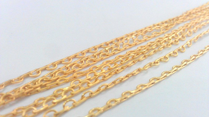 1 Meter - 3.3 Feet (1x1 - 3x2 mm.)  Soldered Cable D Chain , Gold Plated Brass G2169