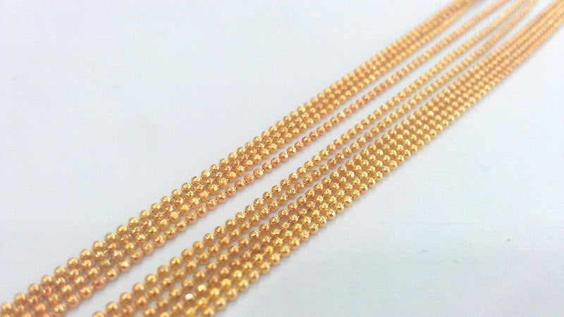 Gold Plated Ball Chain (1.2mm) 1 Meter - 3.3 Feet    , Gold Plated Brass  G2170